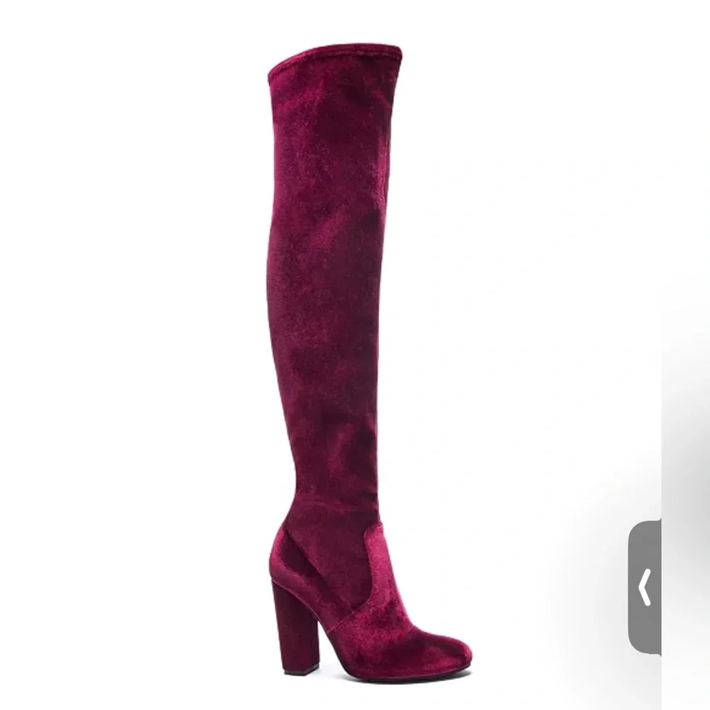 Chinese Laundry Red Wine Brenda Velvet Over The Knee Boots | Burgundy | Size 6